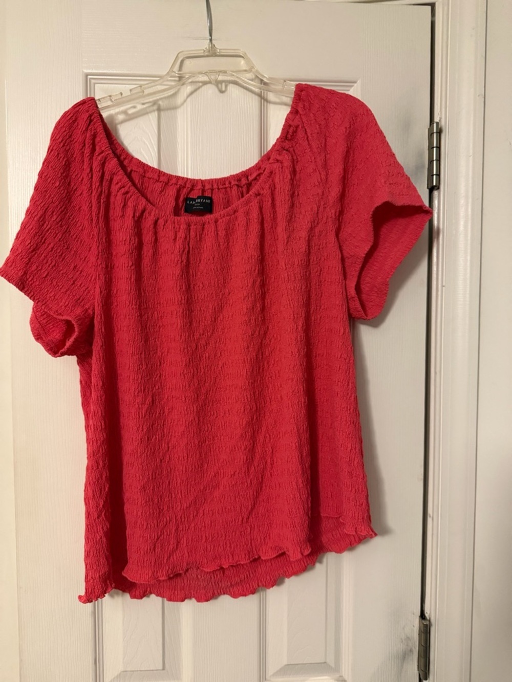 Lane Bryant Coral Pink Textured Scoop Neck Top